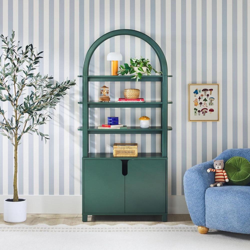 imageWalker Edison Zoey Modern Arched Wood Open Bookcase 72 Inch GreenGreen