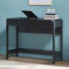 WALKER EDISON Transitional Style Furniture, Reeded Detail, Lift-Top Desk with Drawer and Storage Cubby, Sitting to Standing Desk, Soft Self-Close Desktop, 38”W x 16.75”D x 30”H, Coastal Oak(Black)