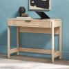 WALKER EDISON Transitional Style Furniture, Reeded Detail, Lift-Top Desk with Drawer and Storage Cubby, Sitting to Standing Desk, Soft Self-Close Desktop, 38”W x 16.75”D x 30”H, Coastal Oak(Coastal Oak)