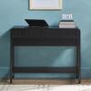 WALKER EDISON Transitional Style Furniture, Reeded Detail, Lift-Top Desk with Drawer and Storage Cubby, Sitting to Standing Desk, Soft Self-Close Desktop, 38”W x 16.75”D x 30”H, Coastal Oak(Black)