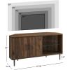 Walker Edison 2 Door Glass Shelf Corner Stand Console, fits TVs up to 55″, 48, Dark Walnut