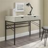 Walker Edison 2 Drawer Modern Wood and Metal Computer Writing Desk Home Office Workstation Small, 44 Inch, Off White(Off White)