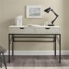 Walker Edison 2 Drawer Modern Wood and Metal Computer Writing Desk Home Office Workstation Small, 44 Inch, Off White(Off White)