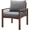Walker Edison 2 Person Outdoor Patio Modern Wood and Metal Loveseat with Washable Cushions All Weather Backyard Conversation Garden Poolside Balcony, 48 Inch, Dark Brown and Grey(Chair Set)