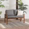 Walker Edison 2 Person Outdoor Patio Modern Wood and Metal Loveseat with Washable Cushions All Weather Backyard Conversation Garden Poolside Balcony, 48 Inch, Dark Brown and Grey(Loveseat)