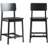 Walker Edison 2-Piece Minimalist Solid Wood Counter Stool, Set of 2, Black(Black)