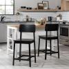 Walker Edison 2-Piece Minimalist Solid Wood Counter Stool, Set of 2, Black(Black)