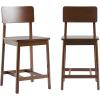 Walker Edison 2-Piece Minimalist Solid Wood Counter Stool, Set of 2, Black(Walnut)