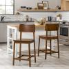 Walker Edison 2-Piece Minimalist Solid Wood Counter Stool, Set of 2, Black(Walnut)