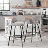 Walker Edison 2-Piece Modern Metal-Frame Upholstered Barstool, Set of 2, Mushroom(Mushroom)