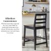 Walker Edison 2-Piece Modern Solid Wood Ladder-Back Counter Stool, Set of 2, Black(Black)
