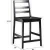 Walker Edison 2-Piece Modern Solid Wood Ladder-Back Counter Stool, Set of 2, Black(Black)