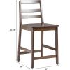 Walker Edison 2-Piece Modern Solid Wood Ladder-Back Counter Stool, Set of 2, Black(Walnut)