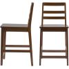Walker Edison 2-Piece Modern Solid Wood Ladder-Back Counter Stool, Set of 2, Black(Walnut)