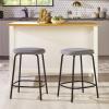 Walker Edison 2-Piece Modern Upholstered Backless Counter Stool, Set of 2, 24 Inch, Charcoal(Charcoal)