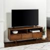 Walker Edison 3-Drawer Mid Century Modern Wood TV Stand for TV’s up to 65″ Flat Screen Cabinet Door Living Room Storage Entertainment Center, 58 Inch, Caramel(Walnut)