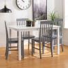 Walker Edison 4 Person Modern Farmhouse Wood Small Dining Table Dining Room Kitchen Table Set 4 Chairs Set, 48 Inch, White and Grey(White and Grey)