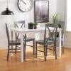 Walker Edison 4 Person Modern Farmhouse Wood Small Dining Table Dining Room Kitchen Table Set Dining 4 X Chairs Set, 48 Inch, White and Grey(White and Grey)