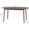 Walker Edison 6 Person Mid-Century Modern Solid Wood Oval Extension Dining Table with Hairpin Legs and Removable Leaf, Caramel(Walnut)