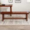 Walker Edison 68″ Drop Leaf Trestle Wood Dining Table in Dark Oak(Bench)