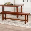 Walker Edison 68″ Drop Leaf Trestle Wood Dining Table in Dark Oak(Bench)