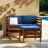 Walker Edison AZWSAN3PCDBBU Ravello Modular 3 Piece Outdoor Patio Set, Navy Blue/Dark Brown(Navy Blue / Dark Brown)