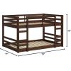 Walker Edison Alexander Classic Solid Wood Stackable Jr Twin over Twin Bunk Bed, Twin over Twin, Walnut(Walnut)