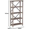 Walker Edison Andersen Urban Industrial Metal X Back 4 tier Bookshelf, 64 Inch, Grey Wash(Grey Wash)
