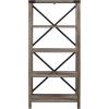 Walker Edison Andersen Urban Industrial Metal X Back 4 tier Bookshelf, 64 Inch, Grey Wash(Grey Wash)