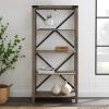 Walker Edison Andersen Urban Industrial Metal X Back 4 tier Bookshelf, 64 Inch, Grey Wash(Grey Wash)