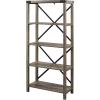 Walker Edison Andersen Urban Industrial Metal X Back 4 tier Bookshelf, 64 Inch, Grey Wash(Grey Wash)
