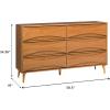 Walker Edison Atticus Mid-Century Modern Detailed 6-Drawer Solid Wood Dresser, 59 Inch, Walnut(Caramel)