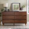 Walker Edison Atticus Mid-Century Modern Detailed 6-Drawer Solid Wood Dresser, 59 Inch, Walnut(Walnut)