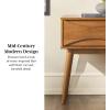 Walker Edison Atticus Solid Wood Retro 1-Drawer Nightstand, 25 Inch, Walnut(Caramel)