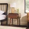 Walker Edison Atticus Solid Wood Retro 1-Drawer Nightstand, 25 Inch, Walnut(Walnut)