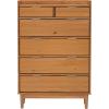Walker Edison Blythe Mid-Century Modern Tray-Top Solid Wood 6-Drawer Dresser, 30 Inch, Caramel(Caramel)