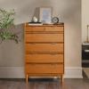 Walker Edison Blythe Mid-Century Modern Tray-Top Solid Wood 6-Drawer Dresser, 30 Inch, Caramel(Caramel-t)