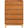 Walker Edison Blythe Mid-Century Modern Tray-Top Solid Wood 6-Drawer Dresser, 30 Inch, Caramel(Caramel-t)