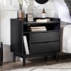 Walker Edison Blythe Mid-Century Modern Tray-Top Storage Nightstand 25 Inch White(Black)