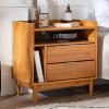 Walker Edison Blythe Mid-Century Modern Tray-Top Storage Nightstand 25 Inch White(Caramel)