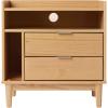 Walker Edison Blythe Mid-Century Modern Tray-Top Storage Nightstand 25 Inch White(Natural Pine)