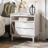 Walker Edison Blythe Mid-Century Modern Tray-Top Storage Nightstand 25 Inch White(White)