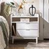 Walker Edison Blythe Mid-Century Modern Tray-Top Storage Nightstand 25 Inch White(White)