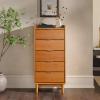 Walker Edison Blythe Scandi Minimalist 5-Drawer Solid Wood Dresser, 43 Inch, Caramel