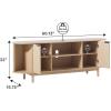 Walker Edison Chloe Curved Reeded TV Stand, Sliding Doors, 75 Inch, 70 inch, Mocha(Coastal Oak)