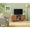 Walker Edison Chloe Curved Reeded TV Stand, Sliding Doors, 75 Inch, 70 inch, Mocha(Mocha)