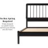 Walker Edison Clemente Mid-Century Modern Spindle Headboard King Bedframe, King Size, Caramel(Black)