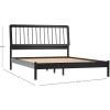 Walker Edison Clemente Mid-Century Modern Spindle Headboard King Bedframe, King Size, Caramel(Black)