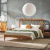 Walker Edison Clemente Mid-Century Modern Spindle Headboard King Bedframe, King Size, Caramel(Caramel)