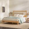 Walker Edison Clemente Mid-Century Modern Spindle Headboard King Bedframe, King Size, Caramel(Natural Pine)